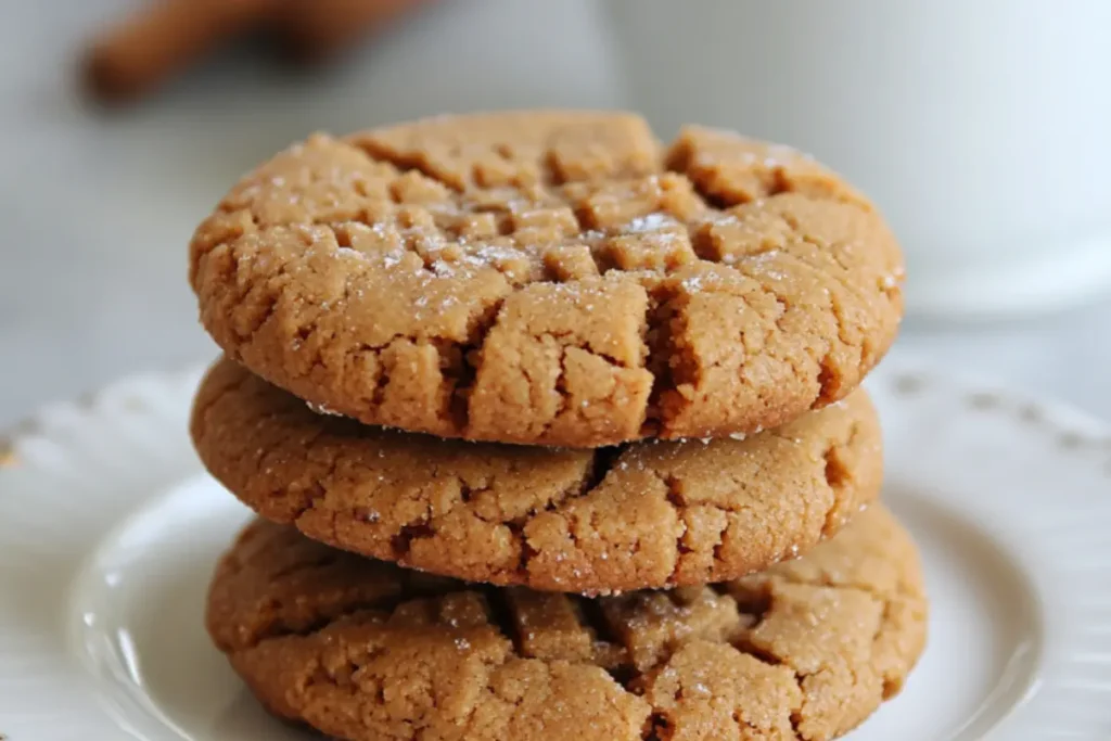 4 Ingredient Peanut Butter Cookies on a plate