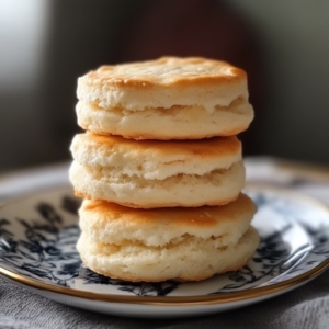 Freshly baked golden 3 ingredient biscuit made with flour, cold butter, and milk, resting on a cooling rack.