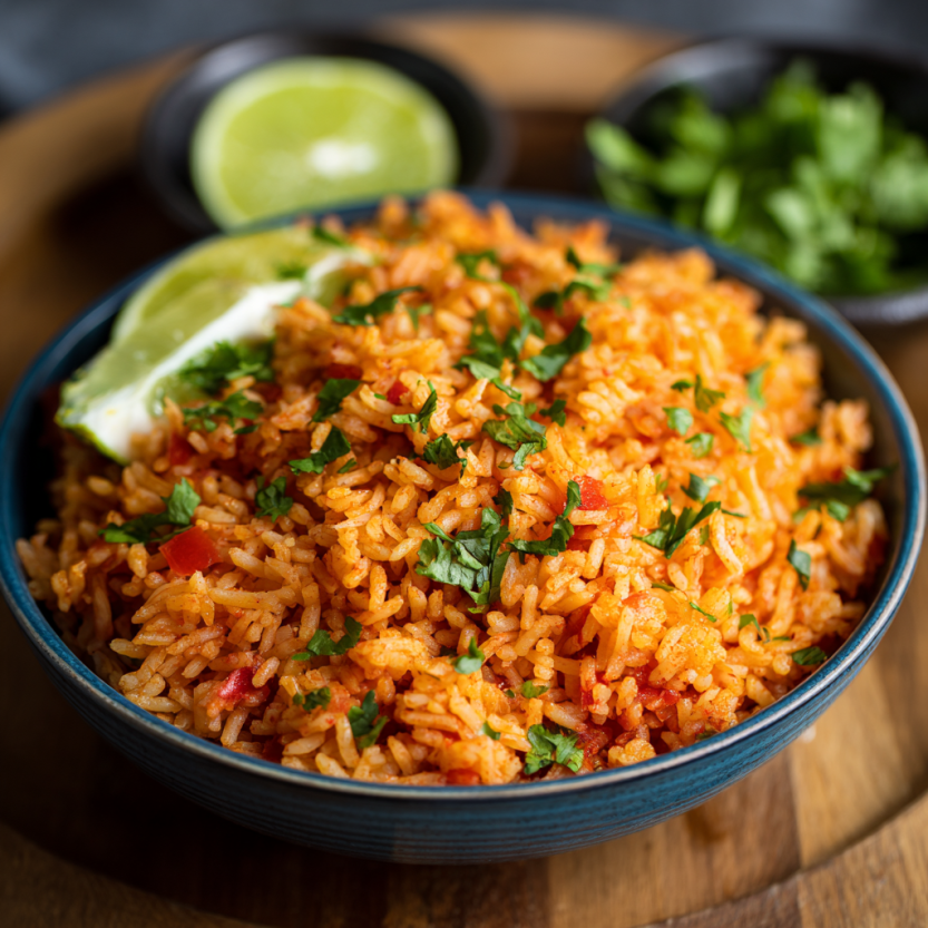 Mexican rice recipe with fluffy grains, tomato sauce, and fresh cilantro garnish
